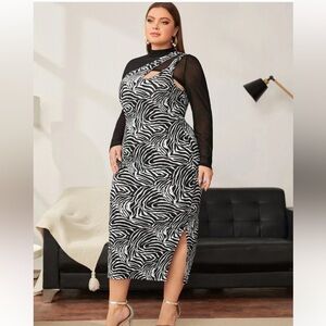 Unbranded | Womens Zebra Print One Shoulder Dress - Size 3X (18) Stretchy